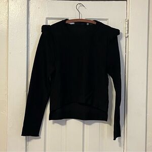Hybrid Pauldron Black Crewneck Top Small